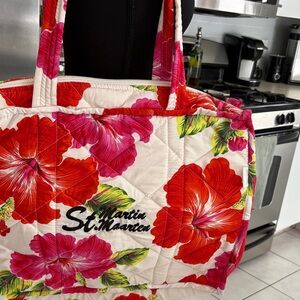 Rima Imar Red and Pink Floral Tote Bag